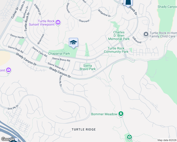 map of restaurants, bars, coffee shops, grocery stores, and more near 6286 Sierra Siena Road in Irvine
