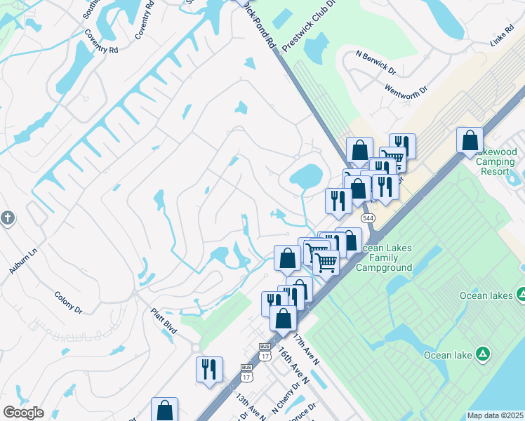 map of restaurants, bars, coffee shops, grocery stores, and more near in Myrtle Beach