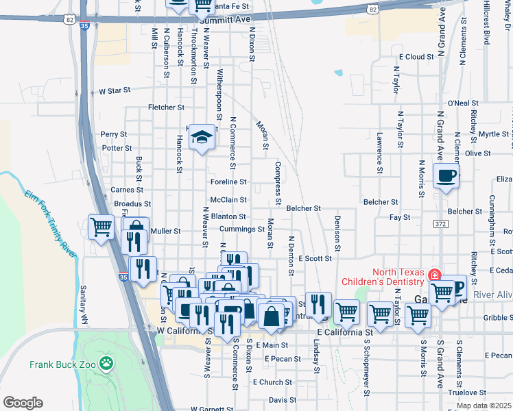 map of restaurants, bars, coffee shops, grocery stores, and more near 815 Moran Street in Gainesville