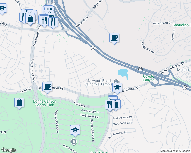 map of restaurants, bars, coffee shops, grocery stores, and more near 29 Marble Sands in Newport Beach