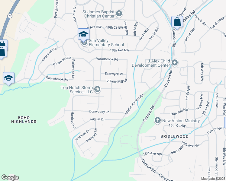 map of restaurants, bars, coffee shops, grocery stores, and more near 826 Burnhamwood Lane Northwest in Birmingham