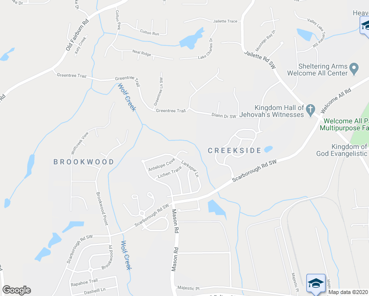 map of restaurants, bars, coffee shops, grocery stores, and more near 4885 Antelope Cove in Atlanta