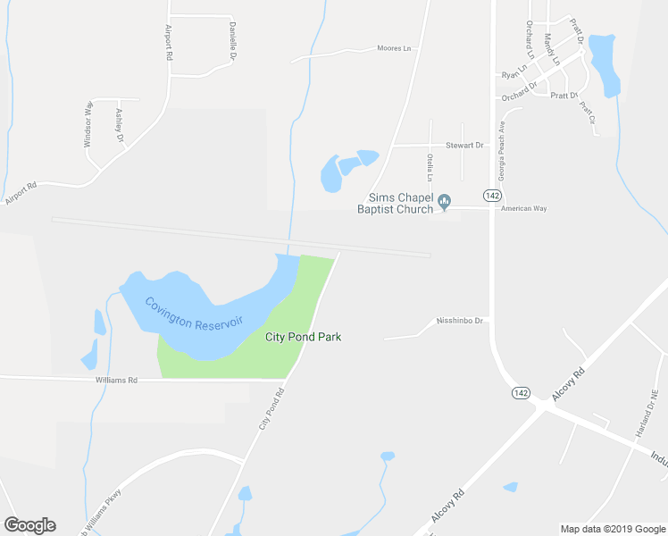 map of restaurants, bars, coffee shops, grocery stores, and more near City Pond Road in Newton County