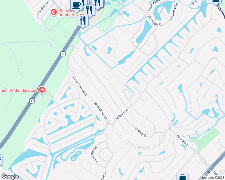 map of restaurants, bars, coffee shops, grocery stores, and more near 2020 Deerfield Avenue in Surfside Beach