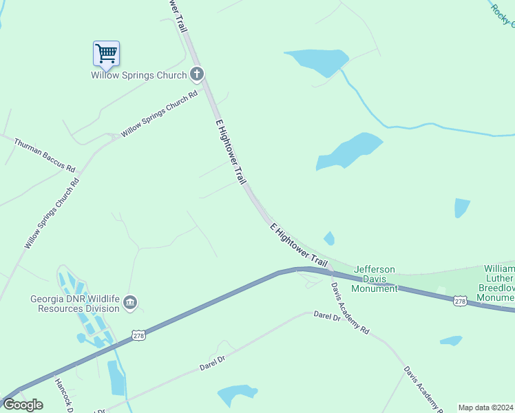 map of restaurants, bars, coffee shops, grocery stores, and more near 5239 East Hightower Trail in Social Circle