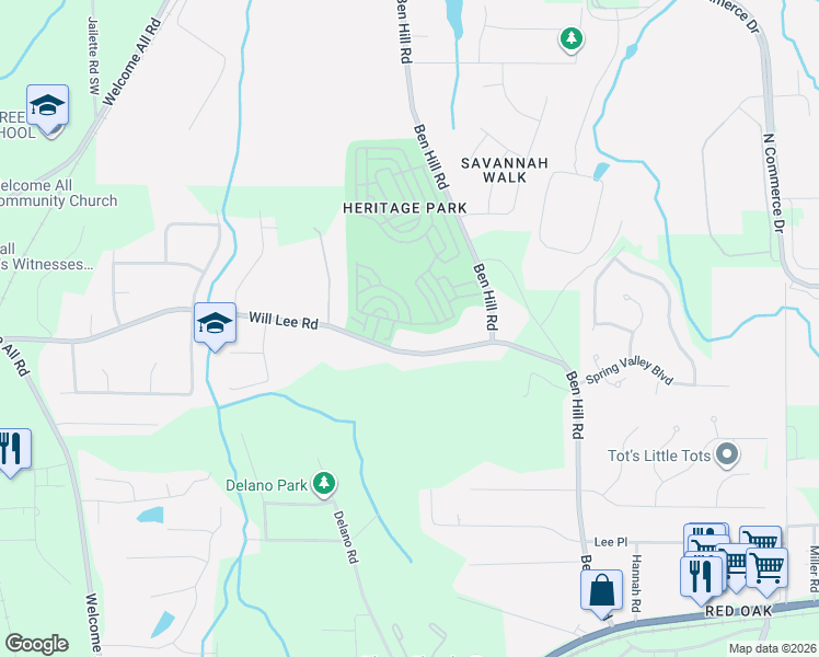 map of restaurants, bars, coffee shops, grocery stores, and more near 4798 West Park Circle in College Park