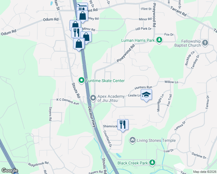 map of restaurants, bars, coffee shops, grocery stores, and more near 257 Flint Avenue in Gardendale