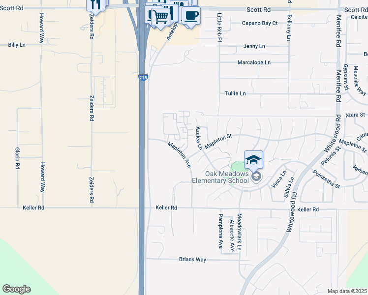 map of restaurants, bars, coffee shops, grocery stores, and more near 33770 Willow Haven Lane in Murrieta