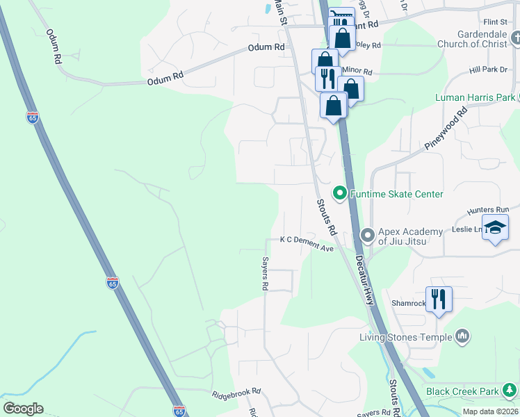 map of restaurants, bars, coffee shops, grocery stores, and more near 1911 K C Dement Avenue in Fultondale