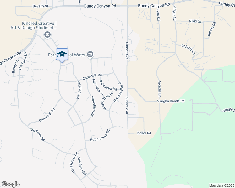 map of restaurants, bars, coffee shops, grocery stores, and more near 33733 Harvest Way East in Wildomar