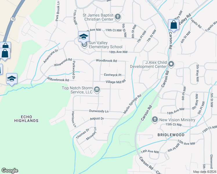 map of restaurants, bars, coffee shops, grocery stores, and more near 826 Burnhamwood Lane Northwest in Birmingham