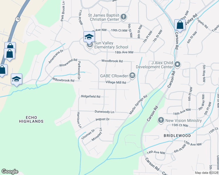 map of restaurants, bars, coffee shops, grocery stores, and more near 826 Burnhamwood Lane Northwest in Birmingham