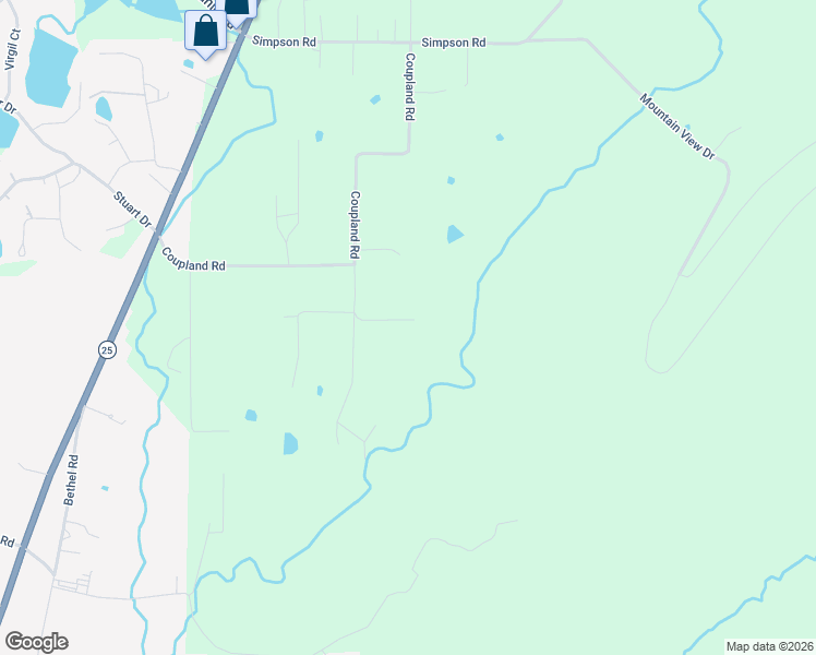 map of restaurants, bars, coffee shops, grocery stores, and more near 206 Coupland Lane in Odenville