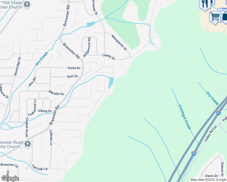 map of restaurants, bars, coffee shops, grocery stores, and more near 5041 Pebble Lane in Birmingham