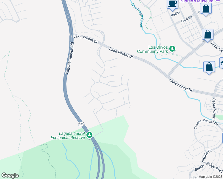 map of restaurants, bars, coffee shops, grocery stores, and more near 103 Shady Arbor in Irvine