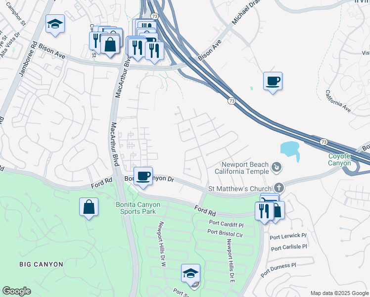 map of restaurants, bars, coffee shops, grocery stores, and more near 3 Anondale in Newport Beach