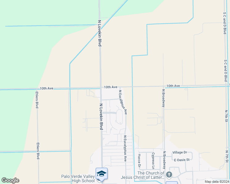 map of restaurants, bars, coffee shops, grocery stores, and more near 650 10th Avenue in Blythe