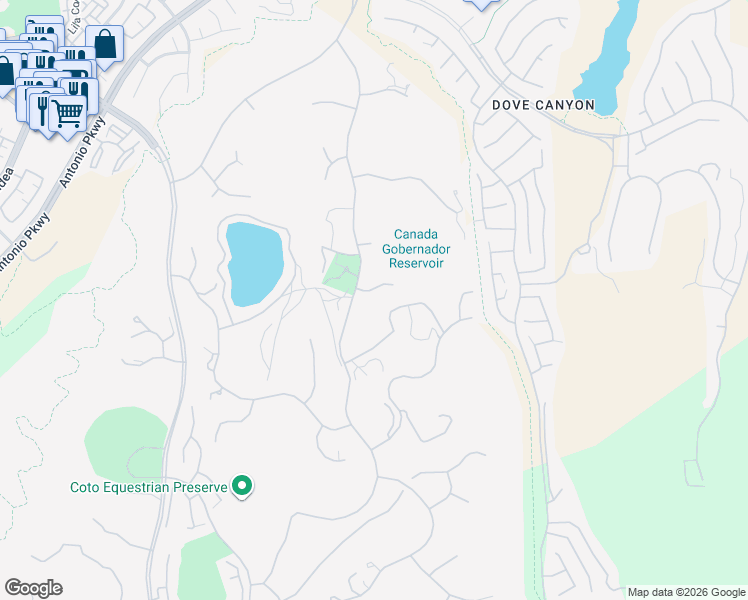 map of restaurants, bars, coffee shops, grocery stores, and more near 31742 Contijo Way in Trabuco Canyon