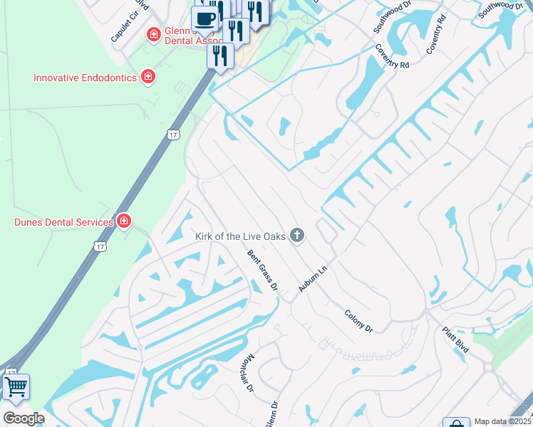 map of restaurants, bars, coffee shops, grocery stores, and more near 2051 Deerfield Ave in Myrtle Beach