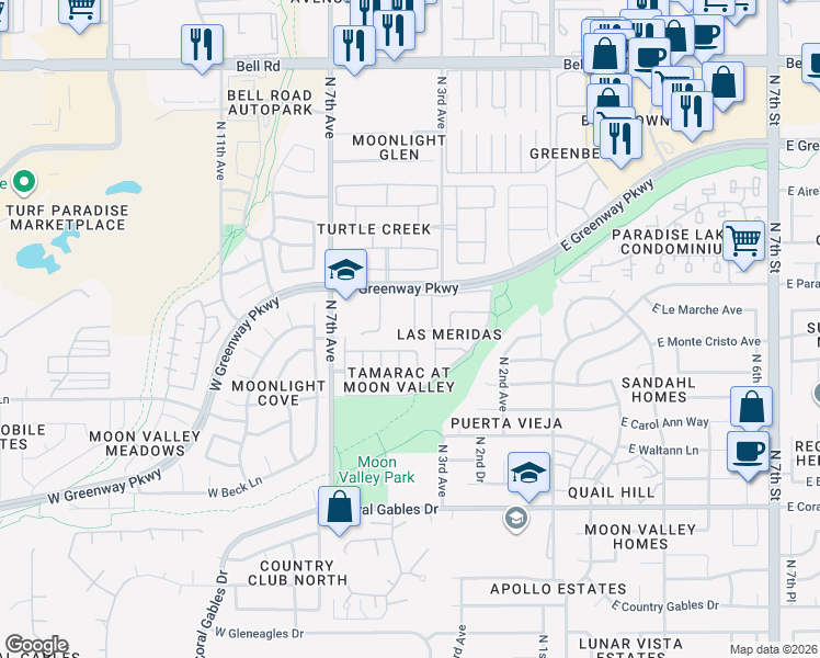 map of restaurants, bars, coffee shops, grocery stores, and more near 16006 North 4th Drive in Phoenix