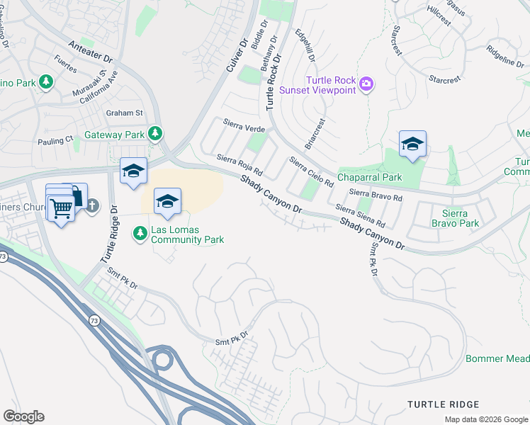 map of restaurants, bars, coffee shops, grocery stores, and more near 72 Shade Tree in Irvine