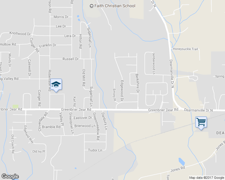 map of restaurants, bars, coffee shops, grocery stores, and more near 1100 Emory Place in Anniston