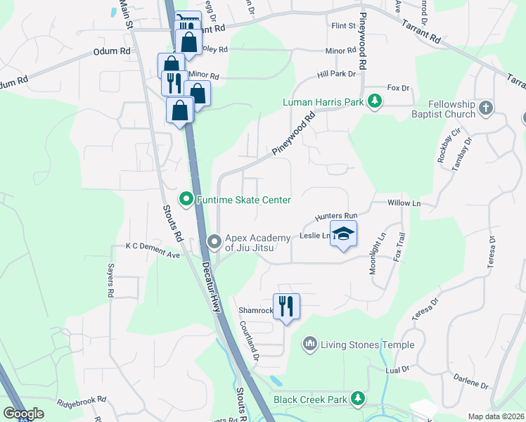map of restaurants, bars, coffee shops, grocery stores, and more near 257 Flint Avenue in Gardendale