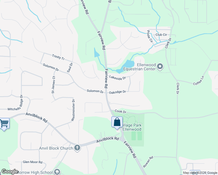 map of restaurants, bars, coffee shops, grocery stores, and more near 1004 Fairview Road in Ellenwood