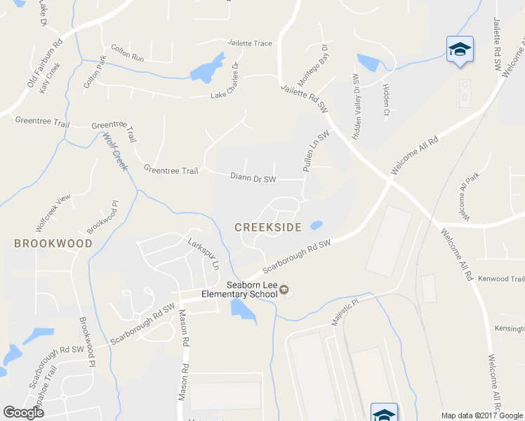 map of restaurants, bars, coffee shops, grocery stores, and more near 4624 Creekside Cove in Atlanta