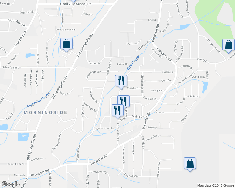 map of restaurants, bars, coffee shops, grocery stores, and more near 1616 Maralyn Drive in Birmingham
