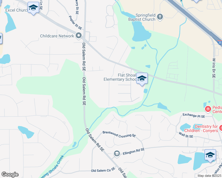 map of restaurants, bars, coffee shops, grocery stores, and more near 2198 Kings Forest Drive Southeast in Conyers