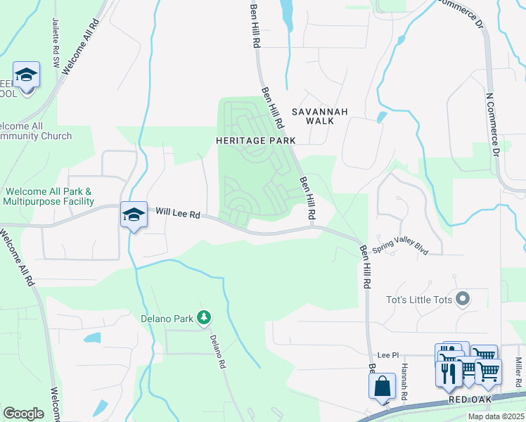 map of restaurants, bars, coffee shops, grocery stores, and more near 4798 West Park Circle in College Park