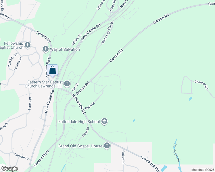 map of restaurants, bars, coffee shops, grocery stores, and more near 1450 Carson Road in Birmingham