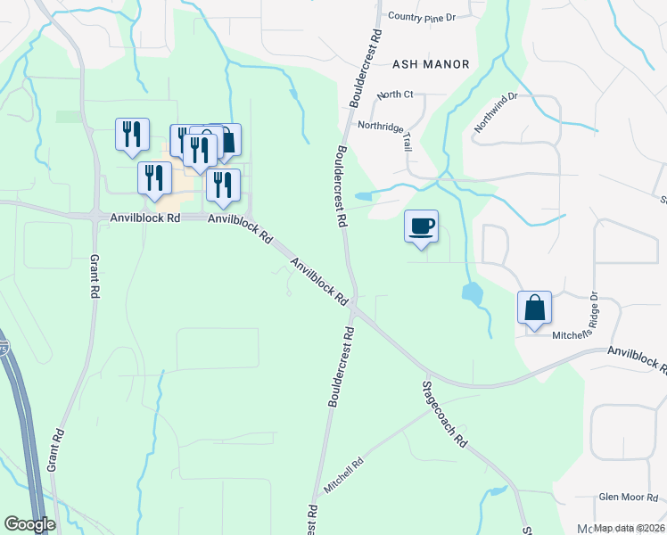 map of restaurants, bars, coffee shops, grocery stores, and more near 4491 Bouldercrest Road in Ellenwood