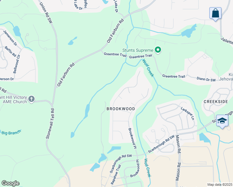 map of restaurants, bars, coffee shops, grocery stores, and more near 4895 Wolfcreek View in College Park
