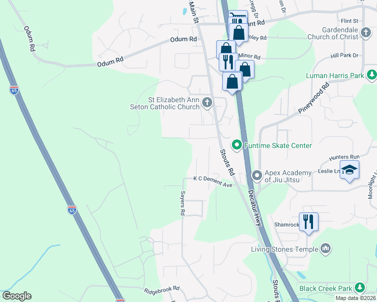 map of restaurants, bars, coffee shops, grocery stores, and more near 1911 K C Dement Avenue in Fultondale