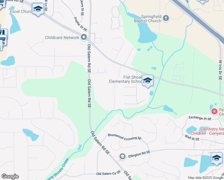 map of restaurants, bars, coffee shops, grocery stores, and more near 2193 Kings Forest Drive Southeast in Conyers