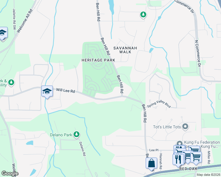 map of restaurants, bars, coffee shops, grocery stores, and more near 4770 Highpoint Way in Atlanta