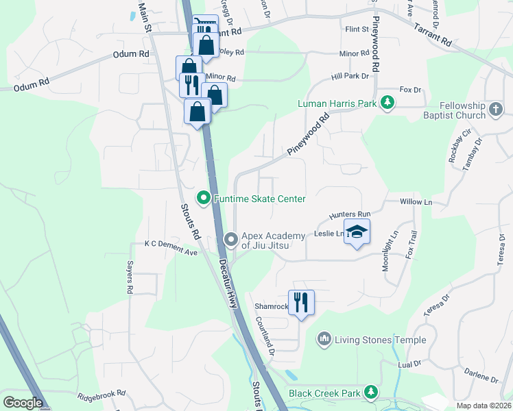 map of restaurants, bars, coffee shops, grocery stores, and more near 113 Linwood Street in Gardendale