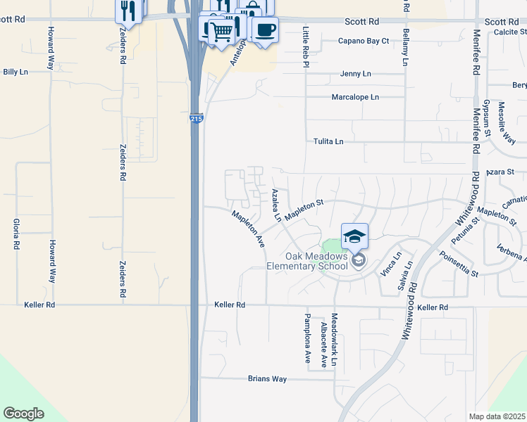 map of restaurants, bars, coffee shops, grocery stores, and more near 33750 Willow Haven Lane in Murrieta