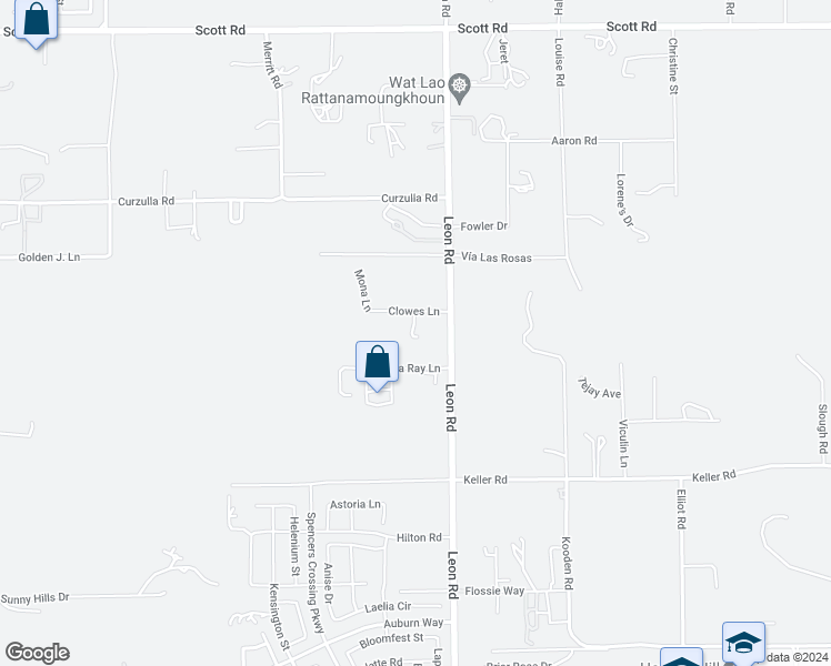 map of restaurants, bars, coffee shops, grocery stores, and more near 33761 Leon Road in Menifee