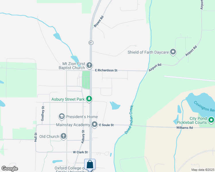 map of restaurants, bars, coffee shops, grocery stores, and more near 205 Emory Way in Oxford