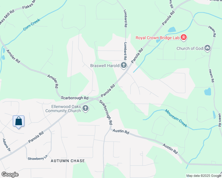 map of restaurants, bars, coffee shops, grocery stores, and more near 1049 Panola Road in Ellenwood