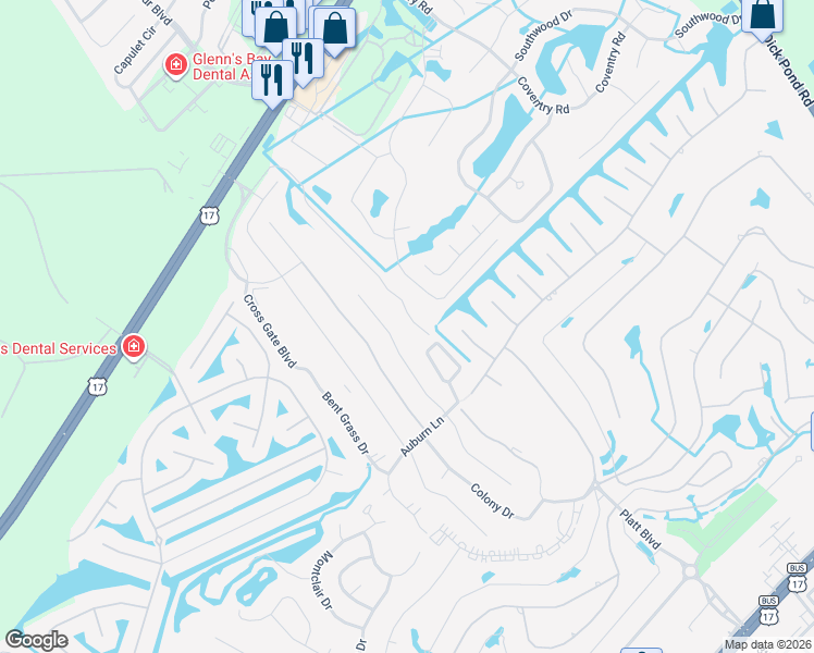 map of restaurants, bars, coffee shops, grocery stores, and more near 2020 Deerfield Avenue in Surfside Beach