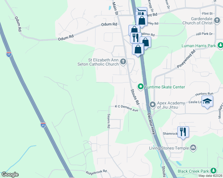 map of restaurants, bars, coffee shops, grocery stores, and more near 1911 K C Dement Avenue in Fultondale