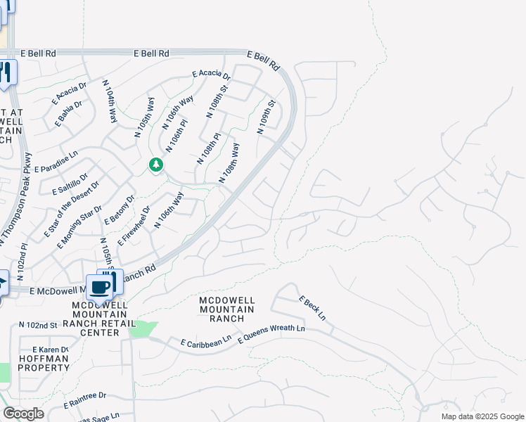map of restaurants, bars, coffee shops, grocery stores, and more near 10870 East Le Marche Drive in Scottsdale
