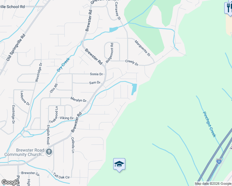 map of restaurants, bars, coffee shops, grocery stores, and more near 1902 Pebble Lake Circle in Birmingham