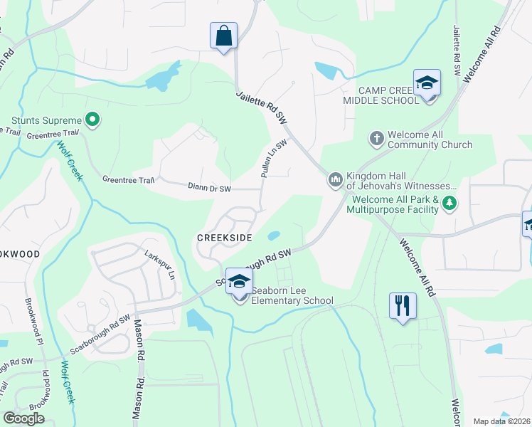 map of restaurants, bars, coffee shops, grocery stores, and more near 525 Bigelow Court in College Park
