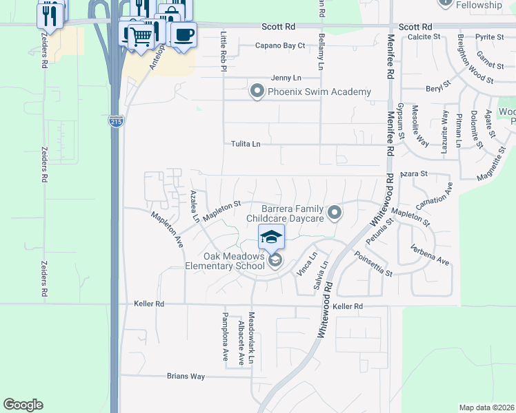 map of restaurants, bars, coffee shops, grocery stores, and more near 28519 Lilac Court in Murrieta