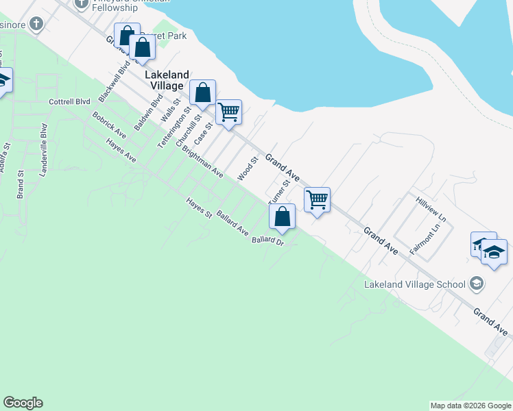 map of restaurants, bars, coffee shops, grocery stores, and more near 33219 Schaper Street in Lake Elsinore